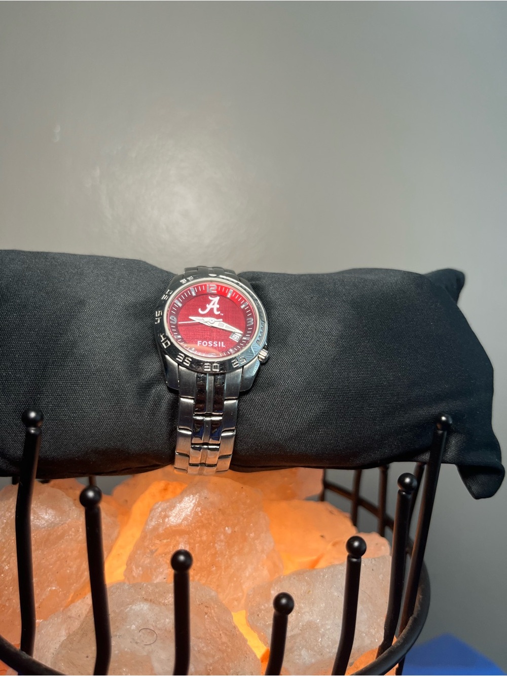 Fossil Silver Women's Watch with Red Team Dial